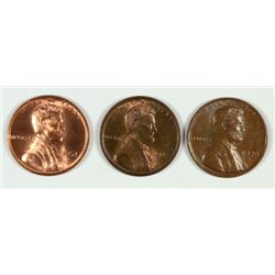 3 LINCOLN CENTS (17,51-D,70-S SD) CH BU