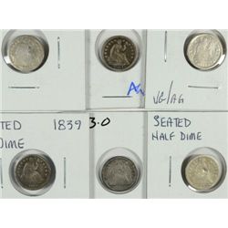 6 SEATED HALF DIMES (39,40,51,53,53-O,54) AG/GOOD