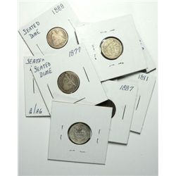 10 SEATED DIMES (77,83,86,87,87-S,88,89,90,91,91-O) AG-VG