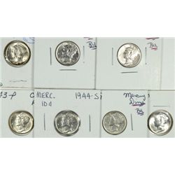 7 MERCURY DIMES (42,42-D,43,44,44-S,45,45-S)
