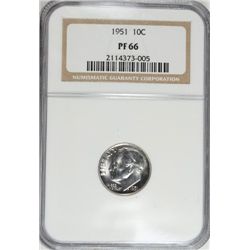 1951 PROOF ROOSEVELT DIME NGC PF 66