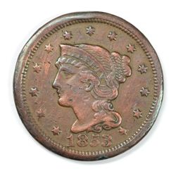 1853 LARGE CENT, XF