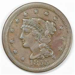 1855 LARGE CENT, VF