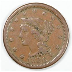 1856 LARGE CENT, XF