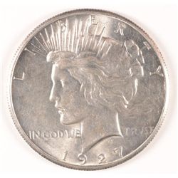 1927 PEACE SILVER DOLLAR, MS-64+ BLAST WHITE