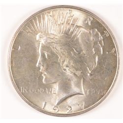 1927-D PEACE SILVER DOLLAR, MS-63+  BLAST WHITE
