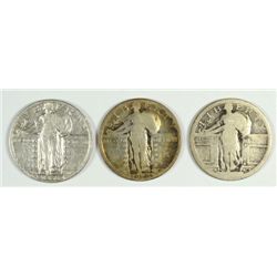 3 STANDING LIBERTY QUARTERS (17-S T1,26-S,28-D) AG-FINE