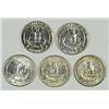 Image 2 : 5 WASHINGTON QUARTERS (32,43,51-D,56,58) AU, UNC, PF)