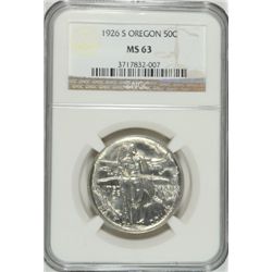 1926-S OREGON TRAIL COMMEM HALF DOLLAR NGC MS63