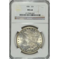 1881 MORGAN DOLLAR NGC MS64