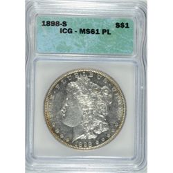 1898-S MORGAN DOLLAR ICG MS61 PL