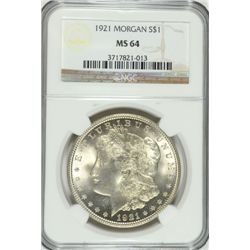 1921 MORGAN DOLLAR NGC MS64