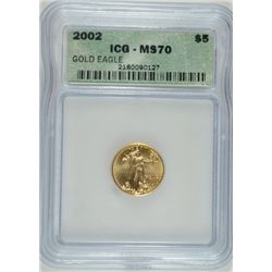 2002 $5 GOLD AMERICAN EAGLE ICG MS70