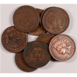 10 DIFFERENT XF AND AU INDIAN ONE CENTS
