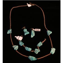 Turquoise and 14k 3pc. Jewelry Set