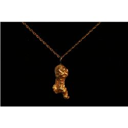 14k Yellow Gold Chain & Genuine Placer Gold Nugget
