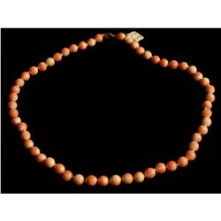 Round Pink Coral Bead Necklace,