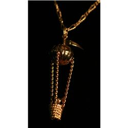 14k Yellow Gold Flying Balloon Pendant and Chain,