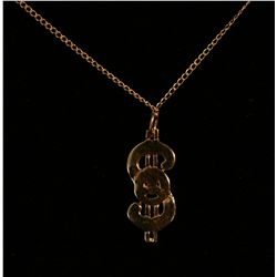 14k Yellow Gold $ Dollar Sign Pendant and Chain
