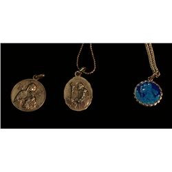 Three Silver Religious Charms and Chains,