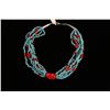 Image 1 : 6 Strand Turquoise and Ox Blood Coral Necklace,