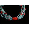 Image 2 : 6 Strand Turquoise and Ox Blood Coral Necklace,