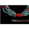 Image 3 : 6 Strand Turquoise and Ox Blood Coral Necklace,