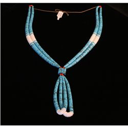 Tapered Turquoise and Shell Disc Necklace