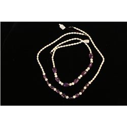2 strands of Amethyst & Mother of Pearl Necklaces,