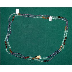 Pair of Amethyst, Amber and Clear Stone Necklaces