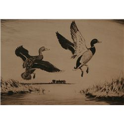 Churchill Ettinger, Etching, "On the Rise",