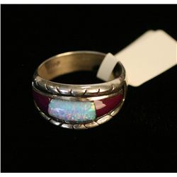 Azurite and Opal Ring