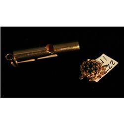 One 14k Yellow Gold Whistle and 14k Clasp