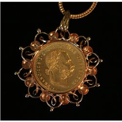 Gold Coin Necklace, Austrian,
