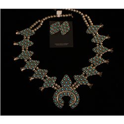 Sterling and Turquoise Zuni Squash Blossom