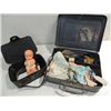 Image 1 : LOT 2 DOLL CLOTHES CARRY CASES: 1 PRESS METAL WITH