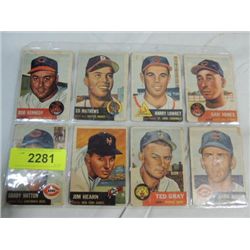 LOT 8 1953 TOPPS BASEBALL PLAYER CARDS: 6, 16, 37,