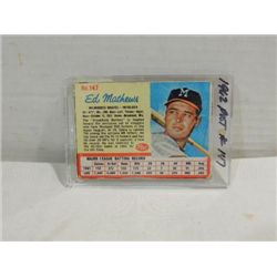 1962 POST CEREAL BASEBALL PLAYER CARD ED MATHEWS