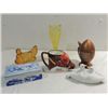 Image 1 : LOT 6 CERAMIC & GLASS ITEMS: GLASS NESTED HEN,