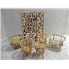 Image 1 : LOT 7 WICKER DOLL FURNITURE: 5 CHAIRS, 1 TABLE &