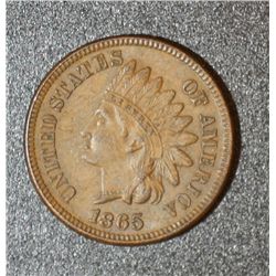 1865  Indian Cent   Plain 5 XF