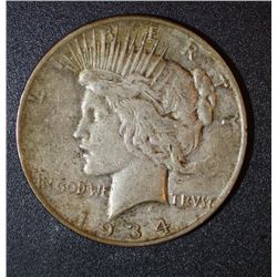 1934 S Peace Dollar   VG