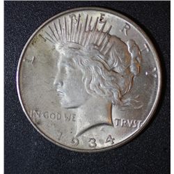 1934 D  Peace Dollar  AU/MS