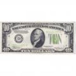 1934 $10 Federal Reserve Note, XF-AU