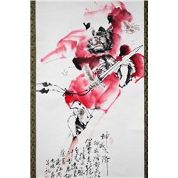 CHINESE ORIGINAL SCROLL PAINTING ZHONG KUI BY ARTIST YI