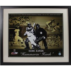 HANK AARON AUTOGRAPHED "HAMMERIN HANK" CAREER COLLAGE P