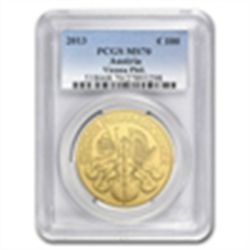 1 oz Gold Austrian Philharmonic PCGS MS-70 (date of our