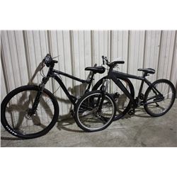 BLACK FULL SUSPENSION AND BLACK FRONT SUSPENSION MOUNTAIN BIKE