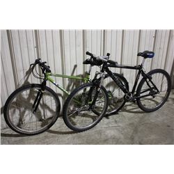 GREEN KONA MOUNTAIN AND BLACK TREK MOUNTAIN BIKE