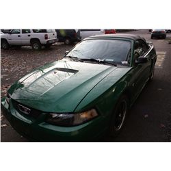 2001 FORD MUSTANG, 2DR CONVERTIBLE, GREEN, VIN # 1FAFP44481F167379